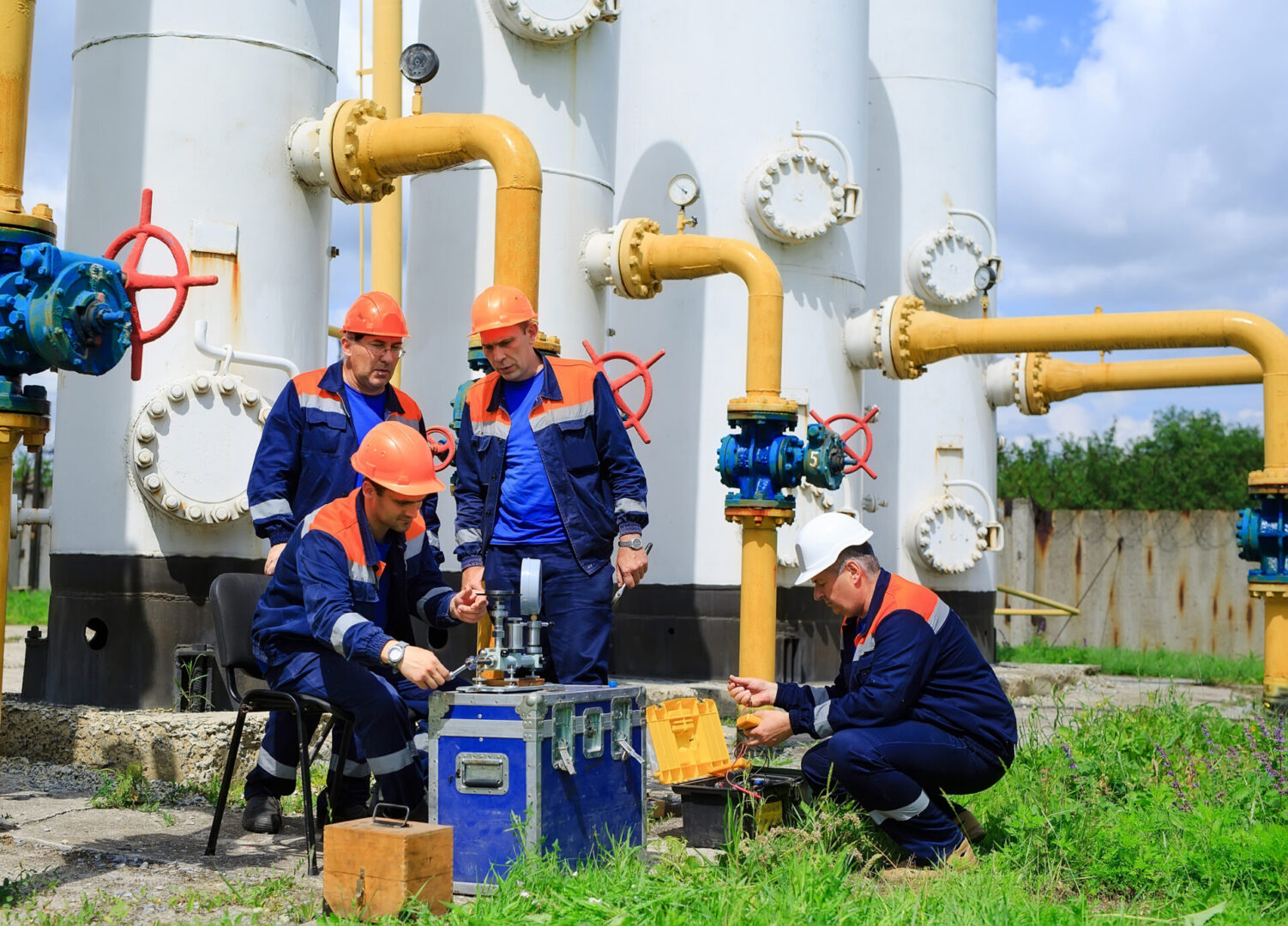 Maintenance of the gas pipeline. A specialist checks the gas pipeline